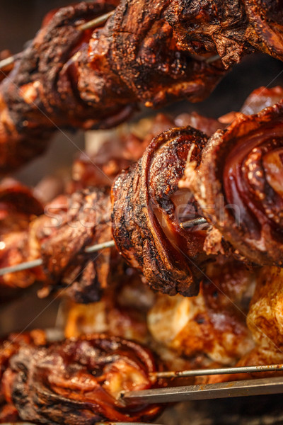 Cerdo cocido escupir pueblo festival carne Foto stock © grafvision