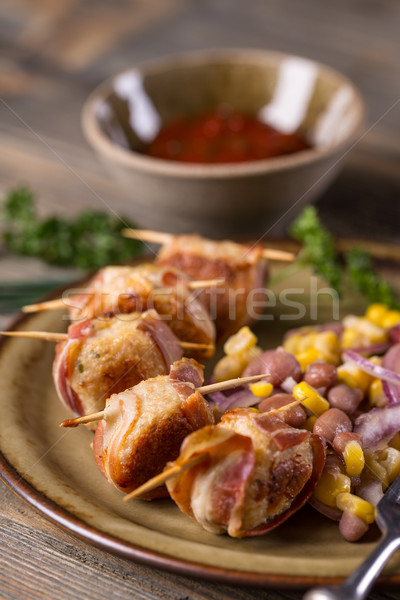 Boulettes de viande roulé lard alimentaire poulet Photo stock © grafvision