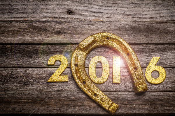 Chanceux nouvelle année or Horseshoe résumé calendrier Photo stock © grafvision