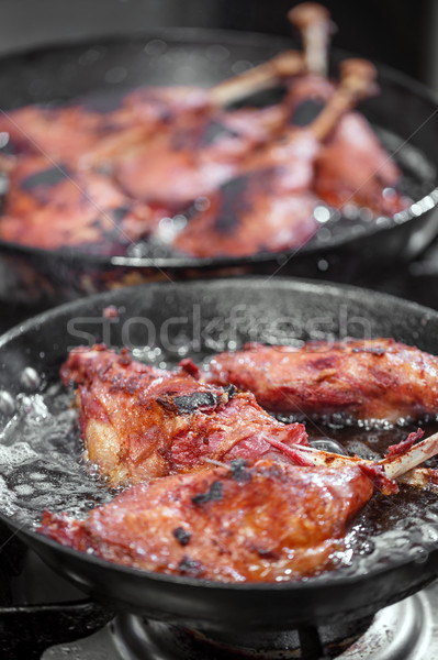 Gans Pfanne Öl Fleisch tot Stock foto © grafvision