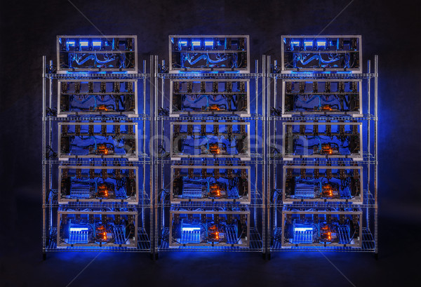 Row of bitcoin miners Stock photo © grafvision