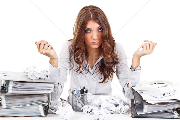 Fatigué femme documents bureau affaires papier Photo stock © grafvision