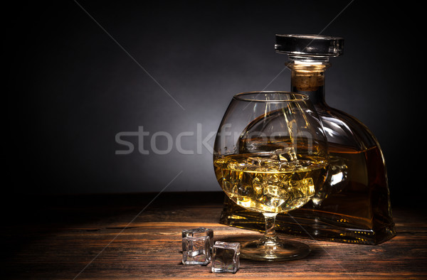 Brandy üveg jég bár üveg koktél Stock fotó © grafvision