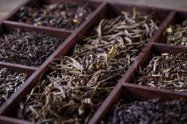 Trocken Tee Blätter Sortiment Holz Feld Stock foto © grafvision