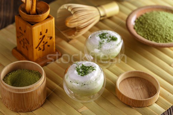 Matcha latte in a glass cup  Stock photo © grafvision