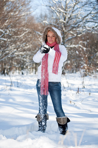 Woman playing with snowballs  Stock photo © grafvision