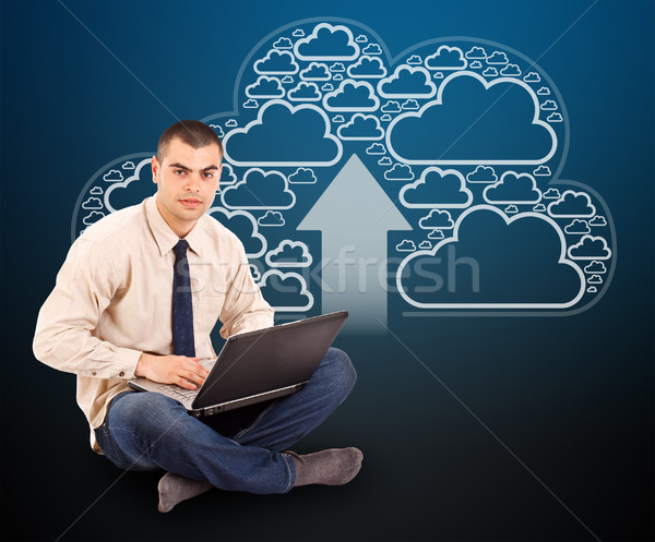 Programozós laptop felhő alapú technológia ikonok üzlet számítógép Stock fotó © grafvision