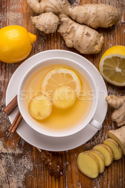 Foto stock: Jengibre · té · superior · vista · taza · alimentos