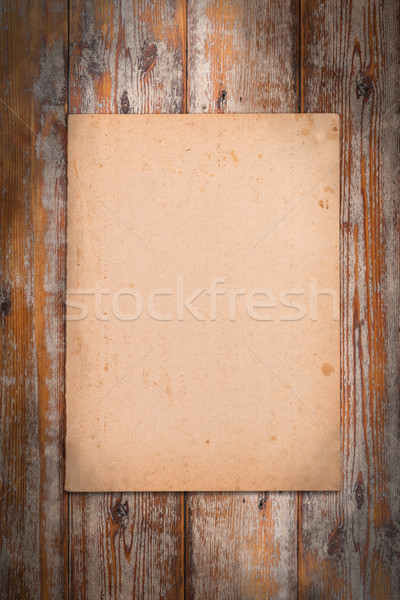 Régi papír viharvert fa asztal papír textúra keret Stock fotó © grafvision
