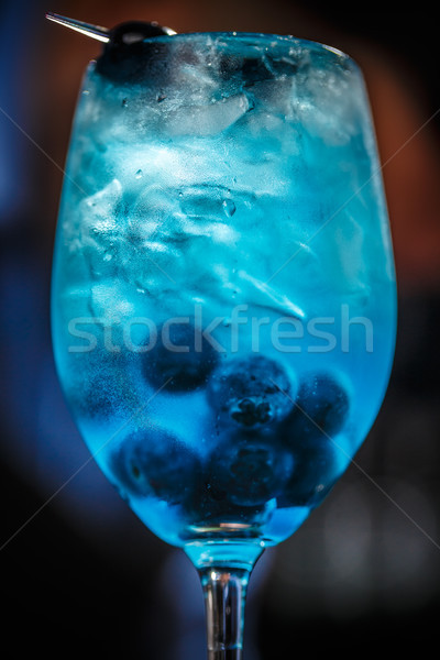 Foto stock: Azul · coquetel · vidro · beber · preto