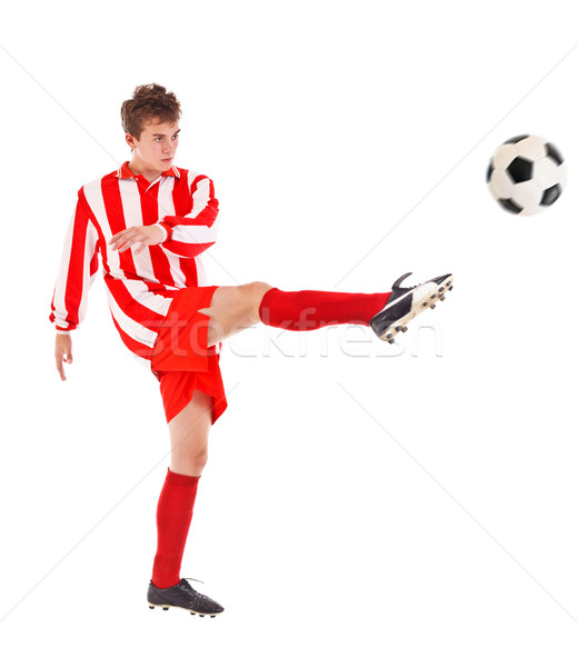 Fußballer Ball isoliert weiß Mann Fußball Stock foto © grafvision