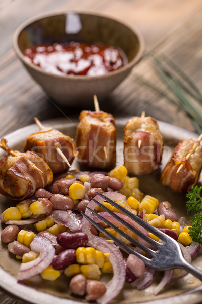 Stockfoto: Kip · gehaktballetjes · heerlijk · salade · voedsel · keuken