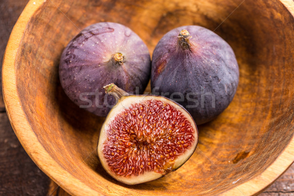 Stockfoto: Groep · houten · kom · voedsel · hout · vruchten