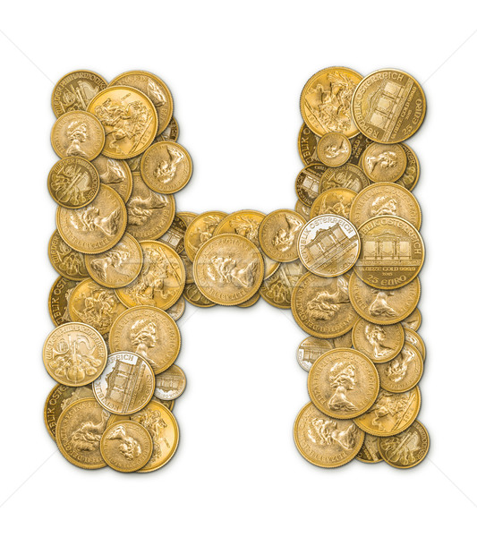 Lettre h pièces d'or argent isolé blanche métal [[stock_photo]] © grafvision