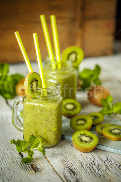 Stock photo:  Fresh homemade kiwi smoothies