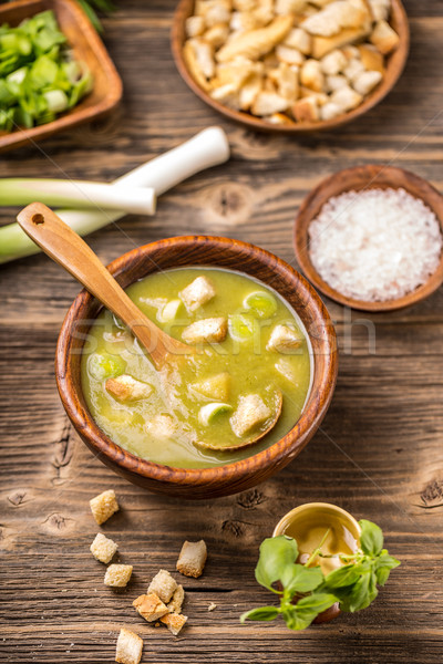 A bowl of leek and potato soup Stock photo © grafvision