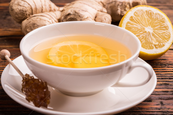 Foto stock: Té · jengibre · limón · blanco · taza · beber