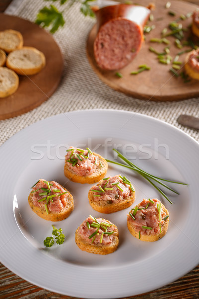 Frischen Baguette Vorspeise Platte Finger kalten Stock foto © grafvision