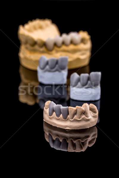 Set Zahnersatz falsch Zähne schwarz Medizin Stock foto © grafvision