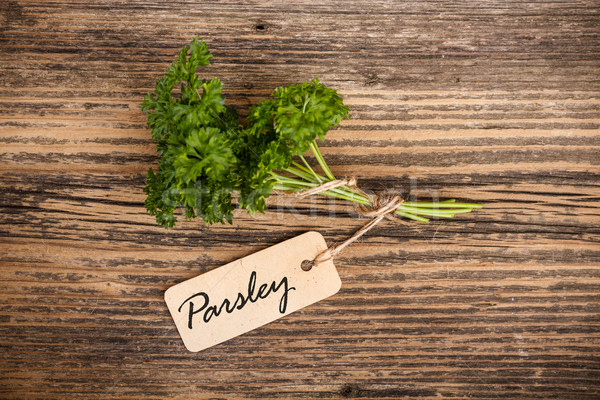 Pietruszka etykiety zielone liście żywności tle zielone Zdjęcia stock © grafvision