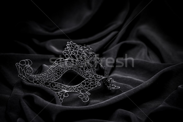 Häkeln Karneval Maske schwarz Seide Frau Stock foto © grafvision