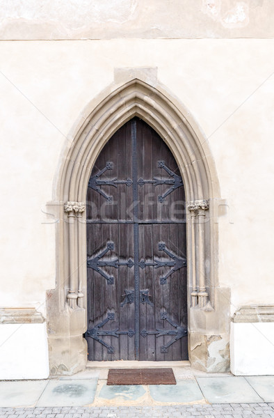 öreg templom kastély ajtó bejárati ajtó vasaló Stock fotó © grafvision