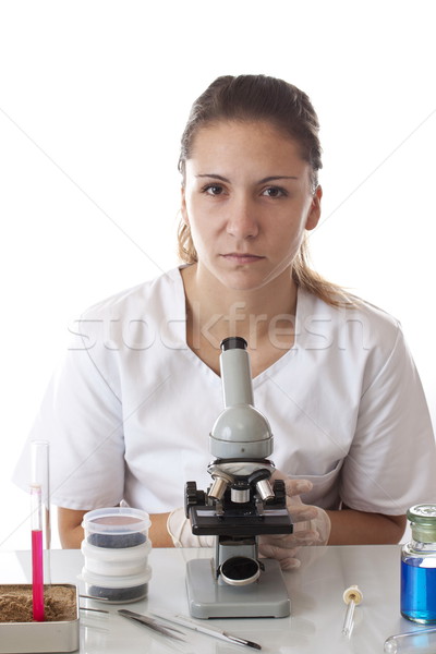 Scientist and microscope Stock photo © grafvision