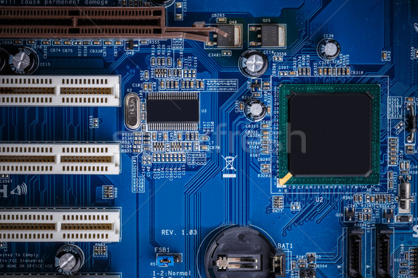 Stockfoto: Elektronische · circuit · board · Blauw · shot · achtergrond