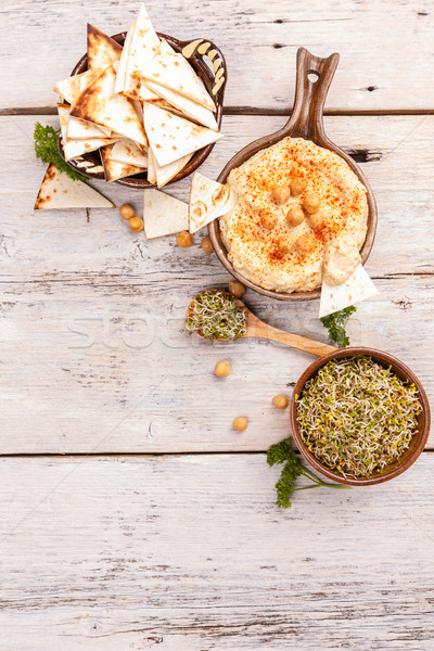 Hummus, mashed chickpeas Stock photo © grafvision