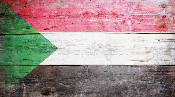 Bandiera Sudan verniciato legno Foto d'archivio © grafvision