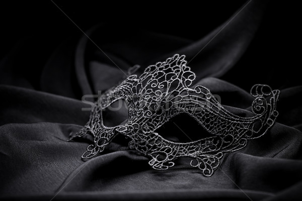 Schwarz häkeln Karneval Maske dunkel Auge Stock foto © grafvision