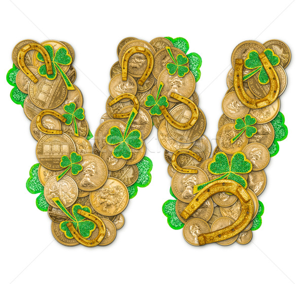 Dzień Świętego Patryka wakacje list w monet liści zielone Zdjęcia stock © grafvision