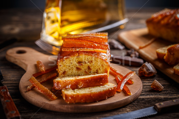 Torta di frutta candito arancione legno tagliere frutta Foto d'archivio © grafvision