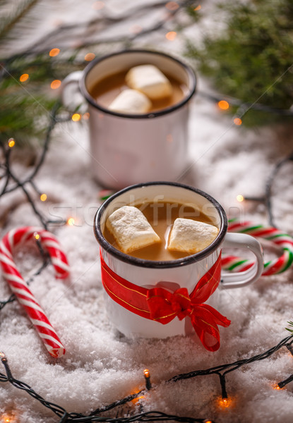 Forró csokoládé mályvacukor karácsony stílus háttér ital Stock fotó © grafvision