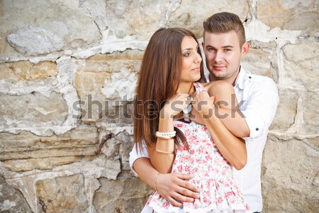 Para całując młody człowiek lovers szyi kobieta Zdjęcia stock © grafvision