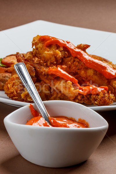 [[stock_photo]]: Croustillant · poulet · piment · sauce