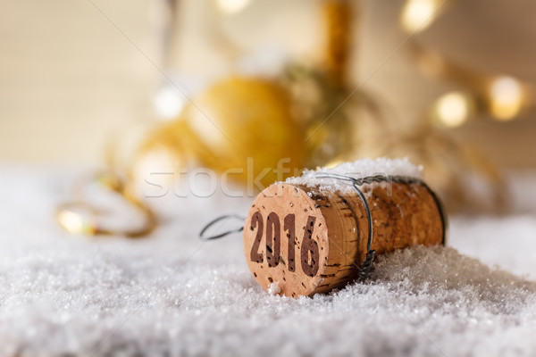 Champagne 2016 jaar stempel sneeuw studio Stockfoto © grafvision