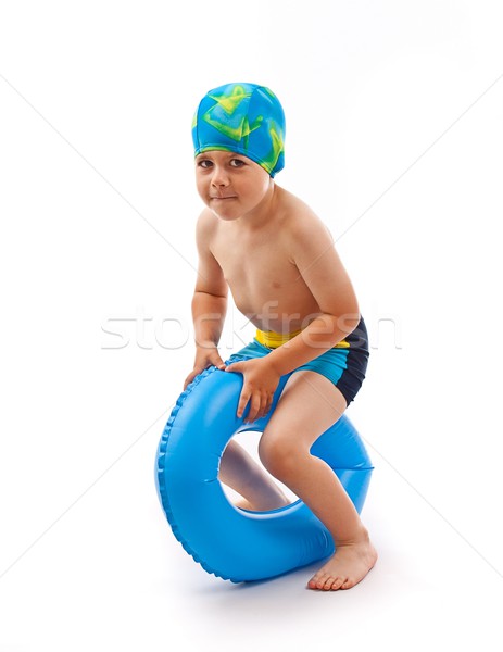 Stock foto: Junge · spielen · blau · Leben · Ring · funny