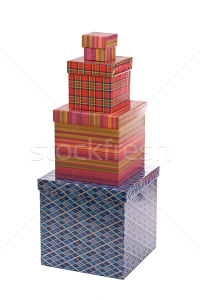 ストックフォト: ピラミッド · カラフル · ギフトボックス · 白 · 歳の誕生日 · ショッピング