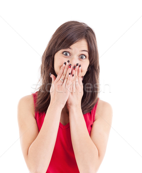Teenager with hands over mouth Stock photo © grafvision