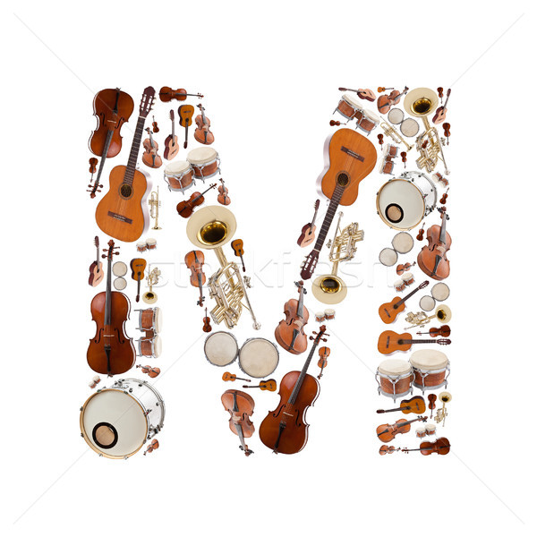 Instrumentos musicales carta alfabeto blanco letra m árbol Foto stock © grafvision