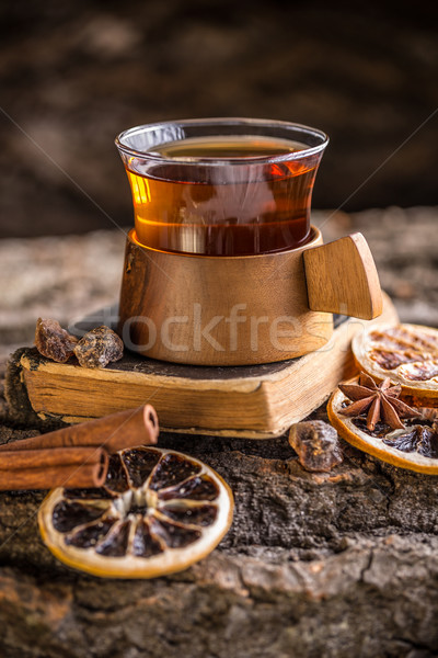 Quente chá vidro copo casca laranja Foto stock © grafvision