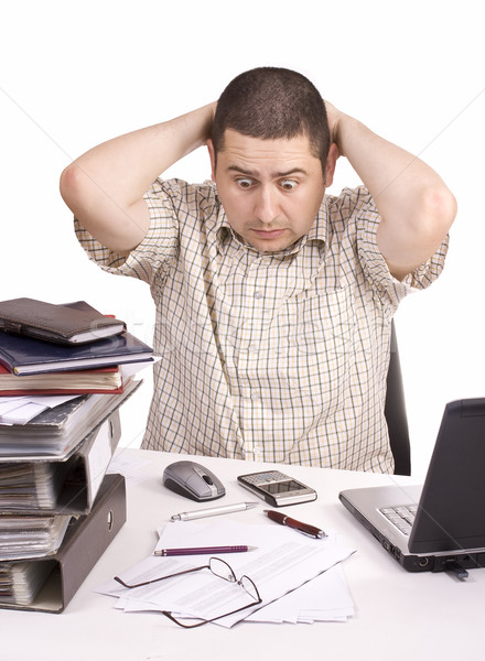 Homem escritório ruim dia trabalhar isolado Foto stock © grafvision