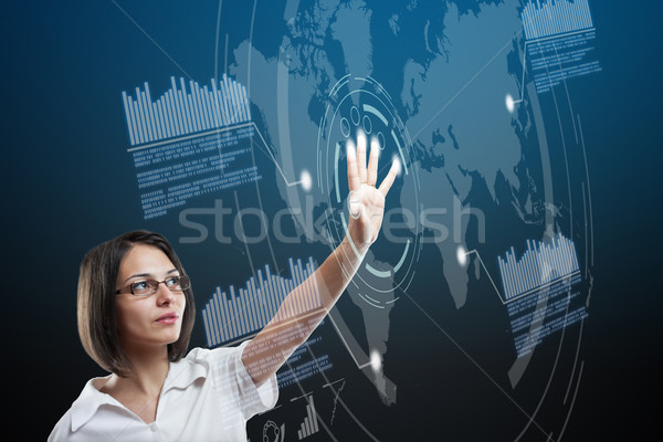 будущем мира интерфейс привлекательный деловая женщина женщину Сток-фото © grafvision