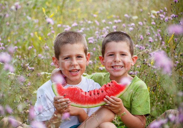 Childrens eating watermelon Stock photo © grafvision