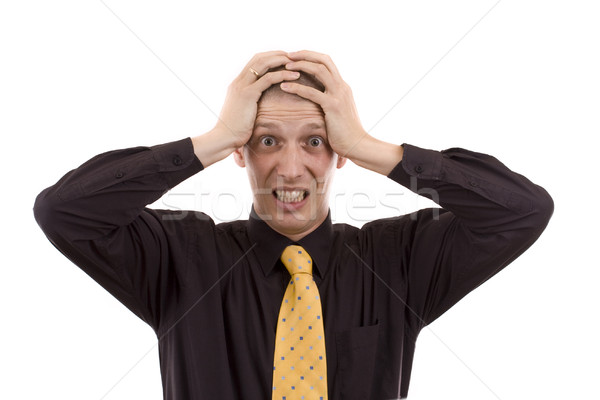 Oops człowiek garnitur głowie grymas stresujące Zdjęcia stock © grafvision