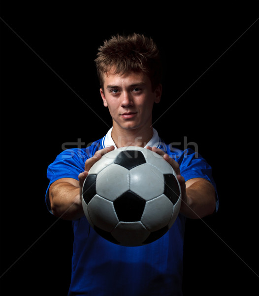 Jeunes footballeur balle noir football [[stock_photo]] © grafvision