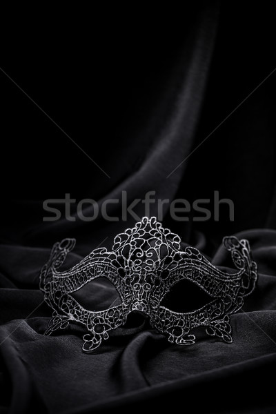 Foto stock: Croché · carnaval · máscara · negro · seda · mujer