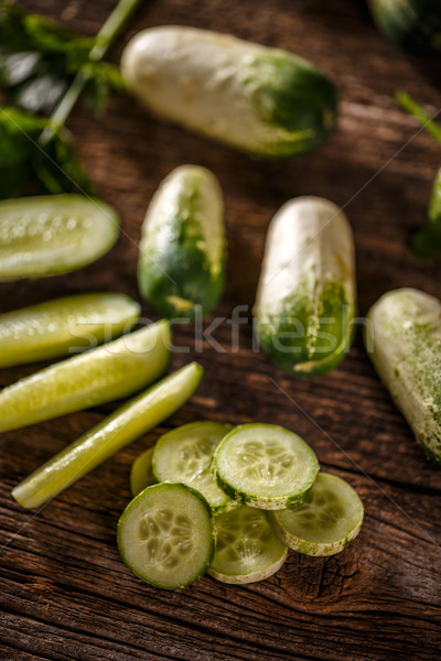 Szeletek egész uborkák friss uborka étel Stock fotó © grafvision