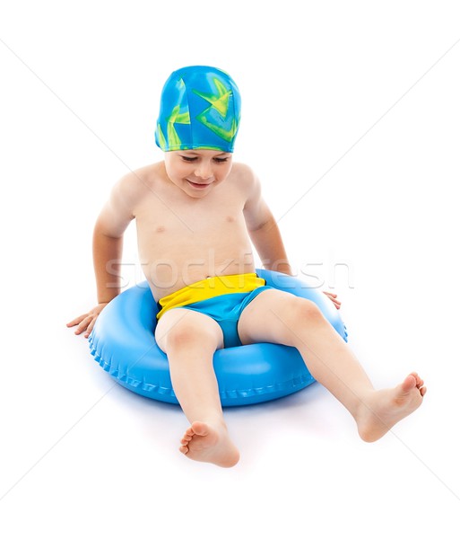 Stockfoto: Jongen · spelen · Blauw · leven · ring · grappig